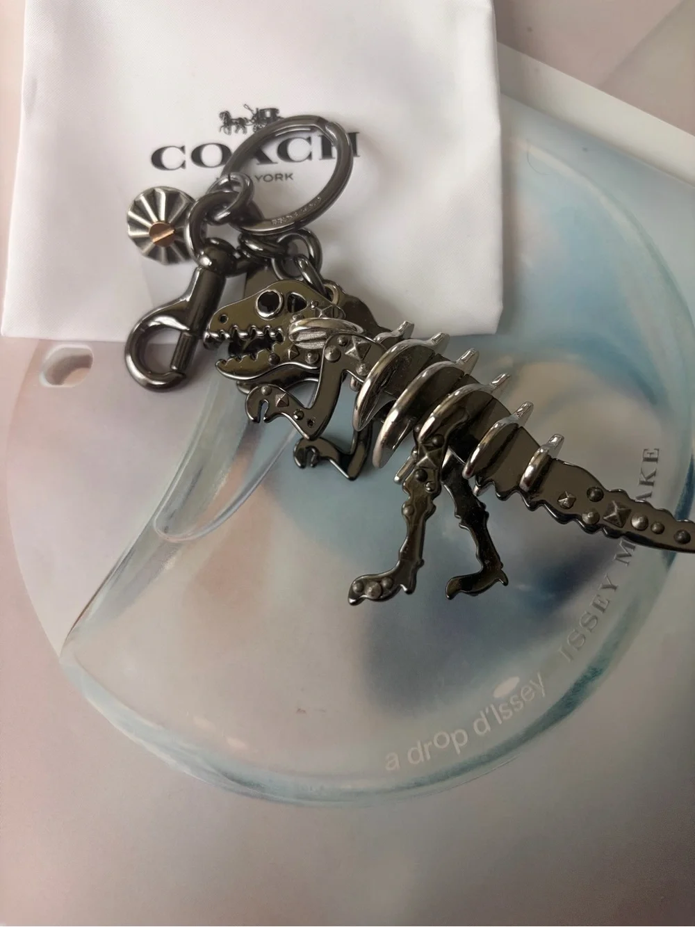 Coach Rexie stainless  metal Bag Charm / keychain new with dust bag& gift box !